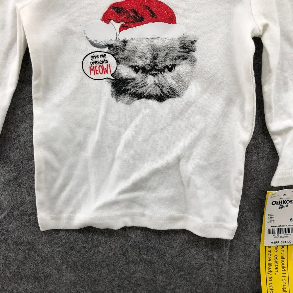 NWT Oshkosh B'gosh Baby 6M Christmas Grumpy Cat‎ Graphic T Shirt Long Sleeve